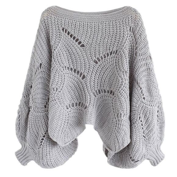 Chicwish Charming Pace Open Knit Gray Sweater Small/Medium - Picture 1 of 6